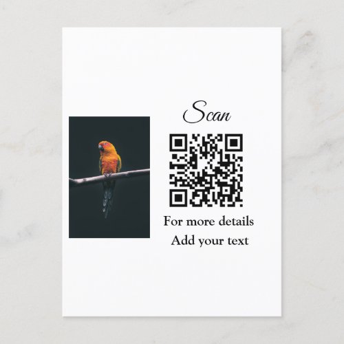 Simple animal name details QR code add text photo  Postcard