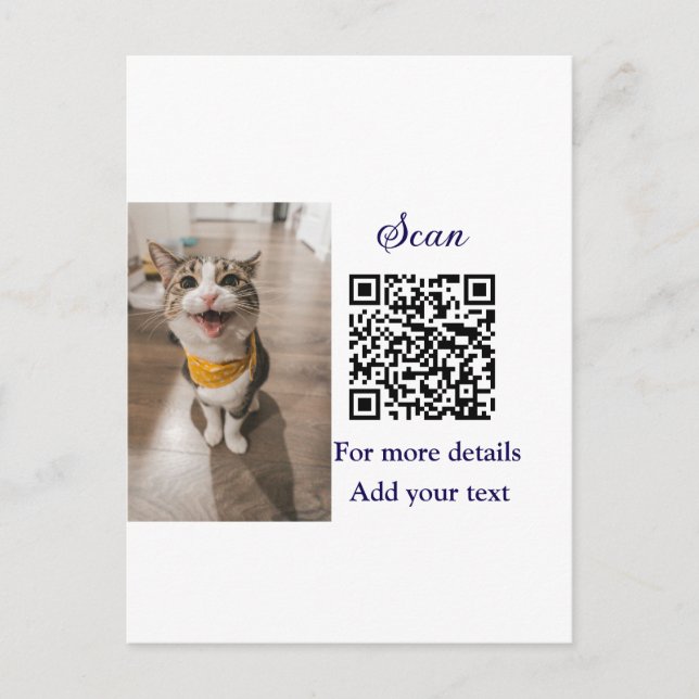 Simple animal name details QR code add text photo  Postcard (Front)