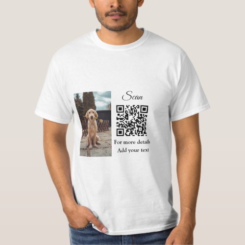 Simple animal name details QR code add text photo  T_Shirt