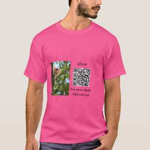 Simple animal name details QR code add text photo T-Shirt