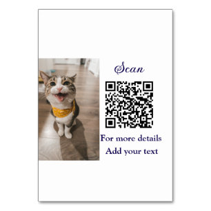Simple animal name details QR code add text photo  Table Number