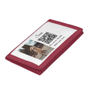 Simple animal name details QR code add text photo Tri-fold Wallet