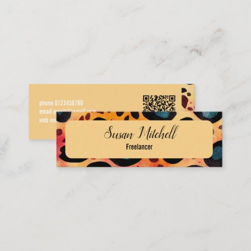 Simple Animal Print Elegant Modern QR Code Mini Business Card