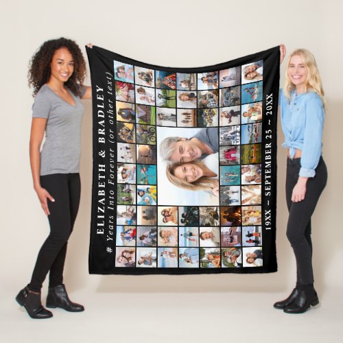 Simple Anniversary 59 Photo Collage Your Color Fleece Blanket
