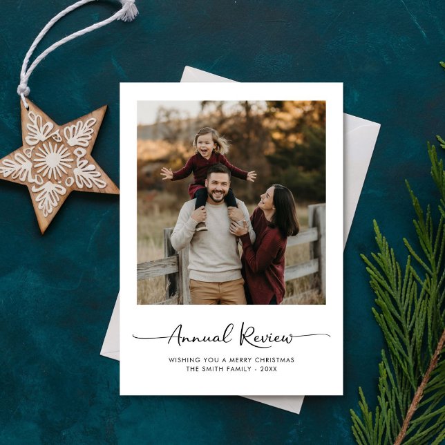 Simple Annual Review Modern Family Photo Christmas Holiday Card (Creator Uploaded)