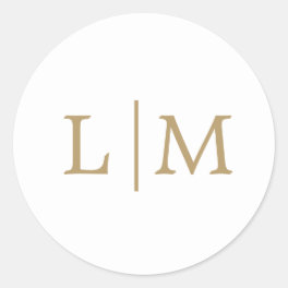 Simple Antique Gold Monogram Elegant Wedding Classic Round Sticker