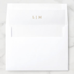Simple Antique Gold Monogram Elegant Wedding Envelope Liner