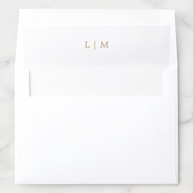Simple Antique Gold Monogram Elegant Wedding Envelope Liner (In Envelope)