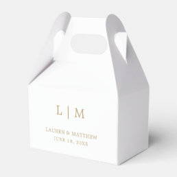 Simple Antique Gold Monogram Elegant Wedding Favor Boxes