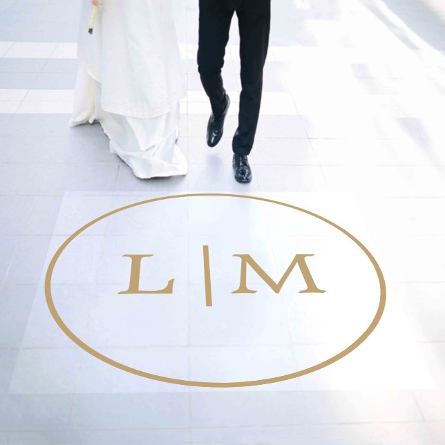 Simple Antique Gold Monogram Elegant Wedding Floor Decals (Wedding)