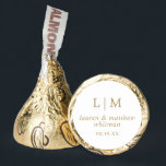 Simple Antique Gold Monogram Elegant Wedding Hershey®'s Kisses®<br><div class="desc">Simple Wedding Favor Hershey's Kisses featuring an elegant and timeless design with your two letter monogram, names and wedding date. All design elements are in faux gold over a white background and may be changed in the design editing tool. A clean and classic design perfect for a couple who wants...</div>