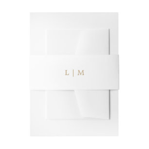 Simple Antique Gold Monogram Elegant Wedding Invitation Belly Band
