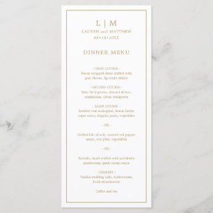 Simple Antique Gold Monogram Elegant Wedding Menu