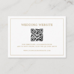 Simple Antique Gold Monogram QR Code Wedding Enclosure Card