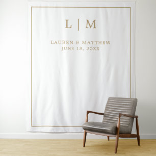 Simple Antique Gold Monogram Wedding Backdrop