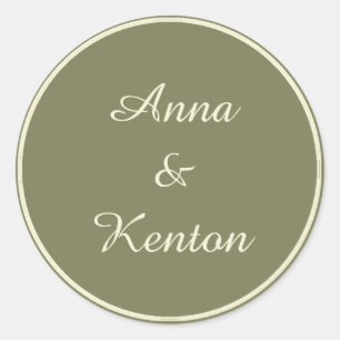 Simple Antique Gold Personalized Wedding Classic Round Sticker