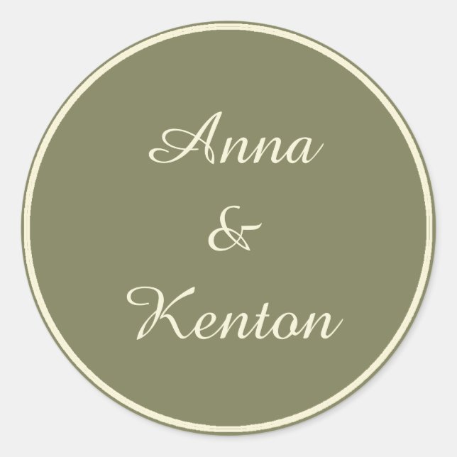 Simple Antique Gold Personalized Wedding Classic Round Sticker (Front)
