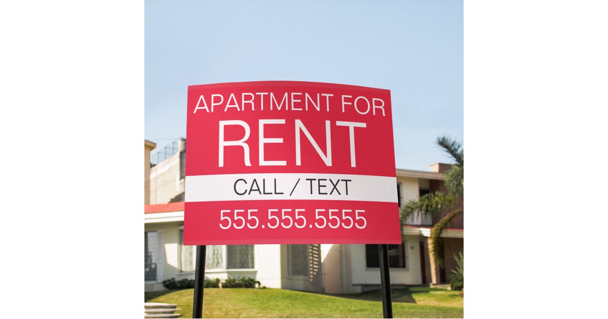 Simple Apartment for Rent Phone Number Sign Zazzle