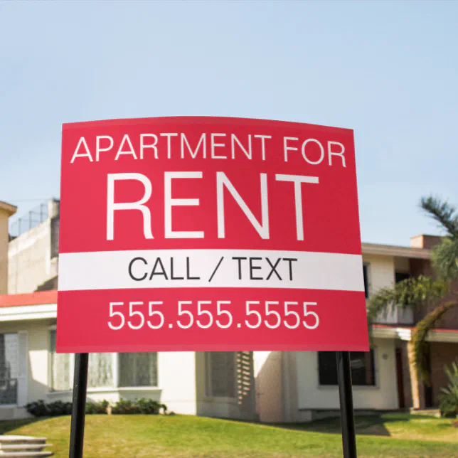 Simple Apartment for Rent Phone Number Sign | Zazzle