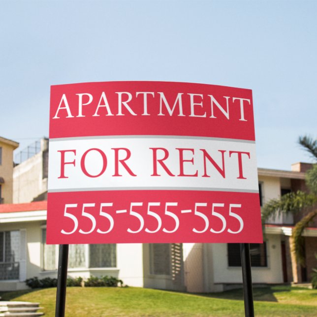 SIMPLE APARTMENT FOR RENT REAL ESTATE SIGN (red and white apartment for rent sign)