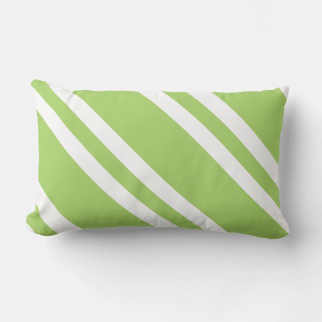 Simple Apple Green Stripes Lumbar Pillow (Front)