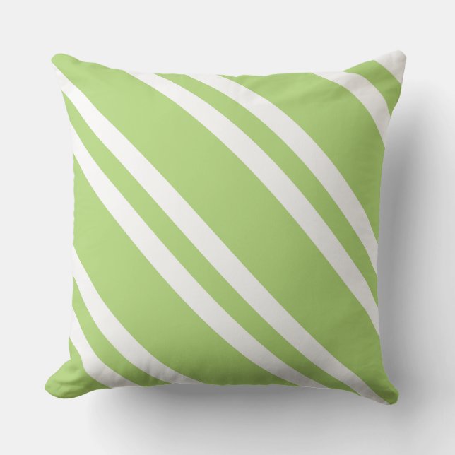 Simple Apple Green Stripes  Outdoor Pillow (Front)