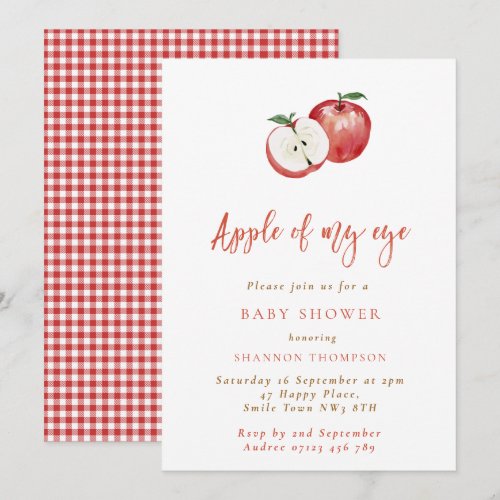 Simple Apple of My Eye Fall Baby Shower Invitation