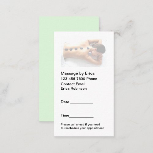 Simple Appointment Cards For A Massage Therapist