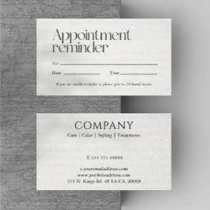 Simple Appointment Reminder Business Card