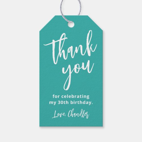 Simple Aqua and White Birthday Party Thank You Gift Tags