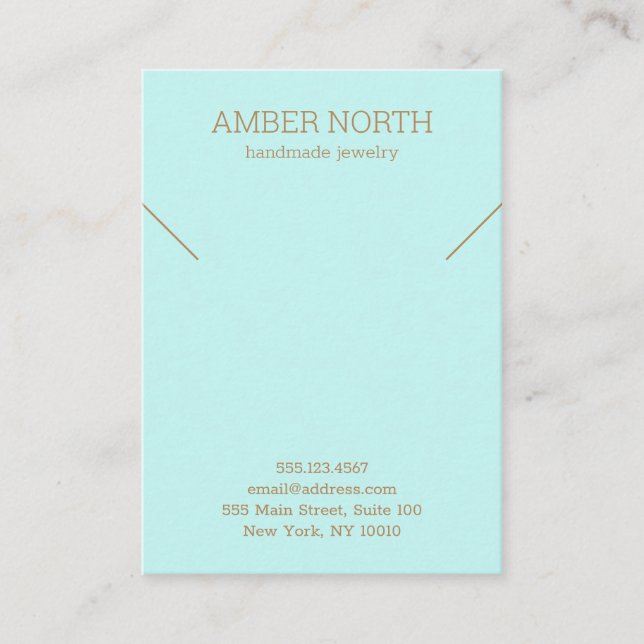 Simple Aqua Blue Bracelet  Necklace Display Business Card (Front)
