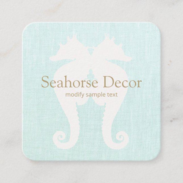 Simple Aqua Blue  Seahorse Business Card (Front)