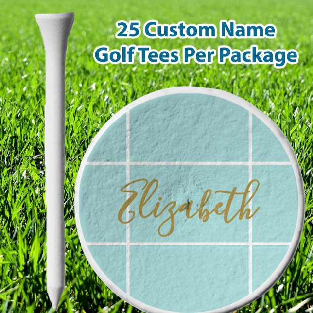 Simple aqua minimalist custom name ladies  golf tees (Creator Uploaded)