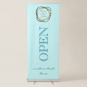 Simple Aqua Turquoise Custom Business Logo "OPEN" Retractable Banner