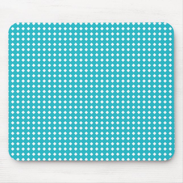 Simple Aqua White Geometric Pattern - Diamonds Mouse Pad (Front)