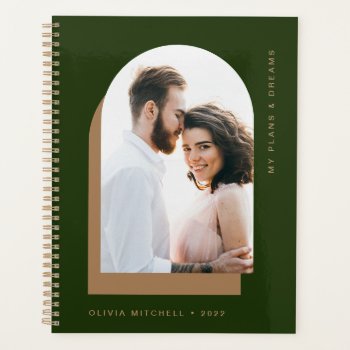 Simple Arch | Modern Forest Green With Photo Planner by christine592 at Zazzle