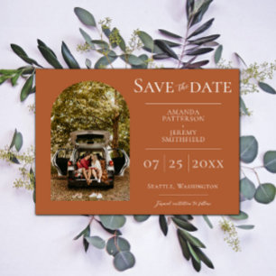 Simple Arch Photo Burnt Orange Save The Date