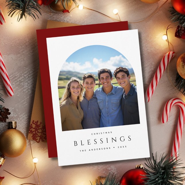 Simple Arch Photo Christmas Blessings Religious Holiday Card (Creator Uploaded)