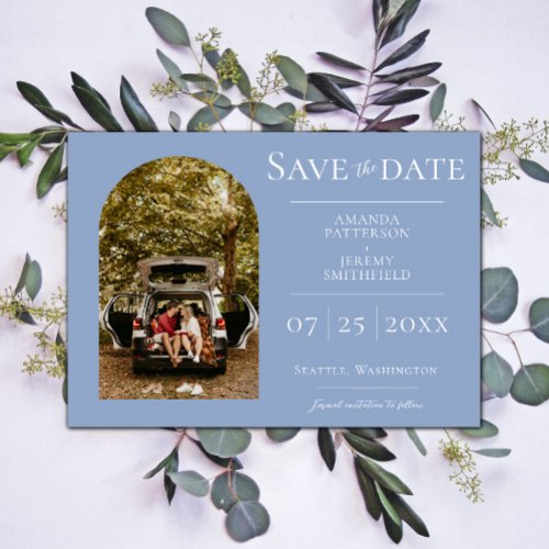 Simple Arch Photo  Dusty Blue Save the Date