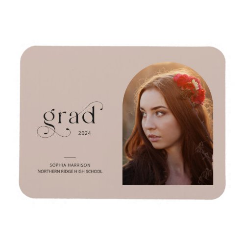 Simple Arch Photo Faded Blush Grad Announcement Magnet