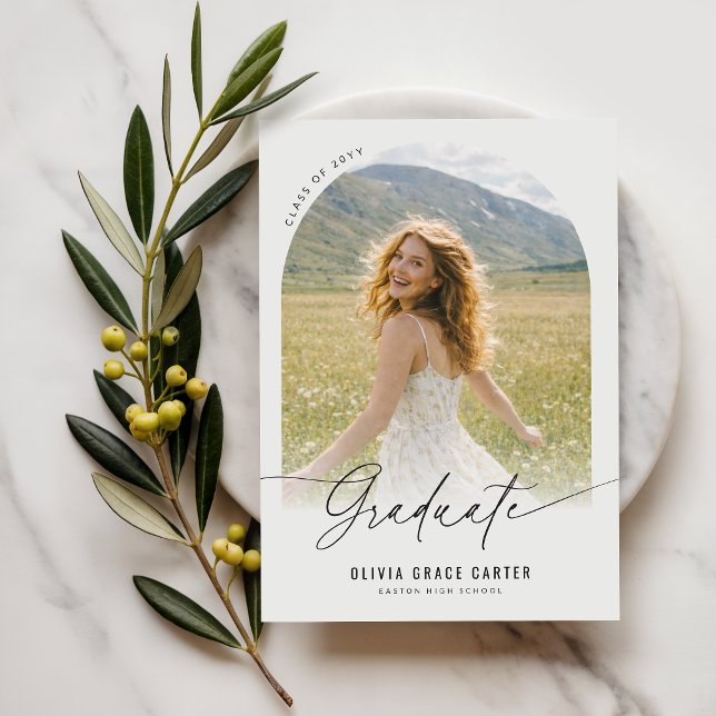 Simple Arch Photo Graduation Party Invitation Postcard (Creator Uploaded)