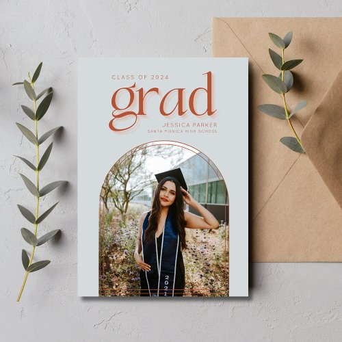 Simple Arch Photo High School Graduation  Announcement
