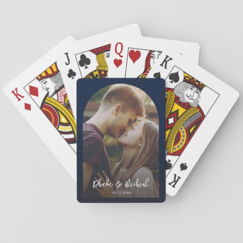 Simple Arch Photo Navy Blue Poker Cards