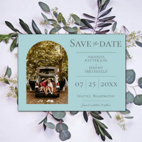 Simple Arch Photo  Teal Save the Date