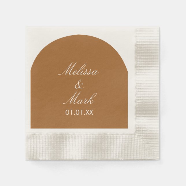 Simple Arch Terracotta Shape Monogram Napkins (Front)