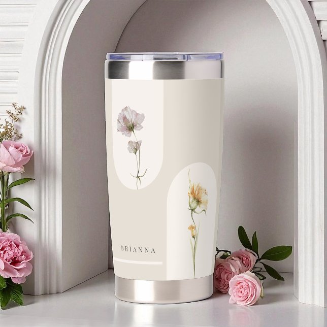 Simple Arches Boho Wildflowers on Neutral Beige Insulated Tumbler (Creator Uploaded)