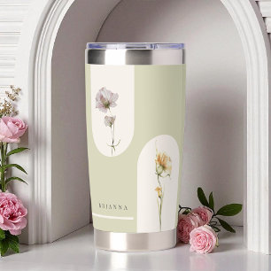 Simple Arches Boho Wildflowers on Sage Green Insulated Tumbler
