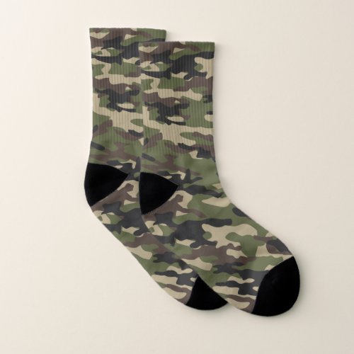 Simple Army Green Camouflage Pattern Socks