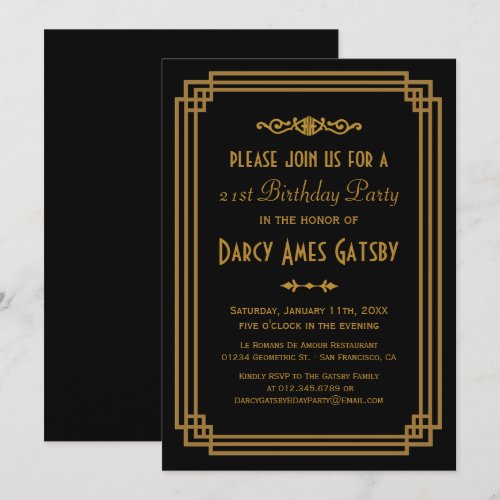 Art Deco Birthday Party Invitations