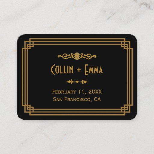 Customizable Art Deco Wedding Place Cards Business Card